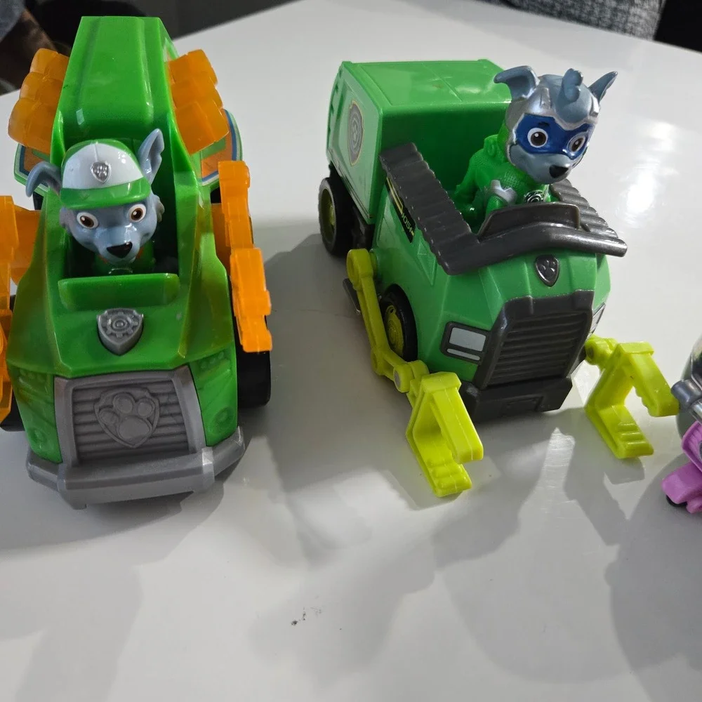 Paw Patrol Toy Lot 8 Piece Ryder Skye Rocky Vehicles and Figures Set